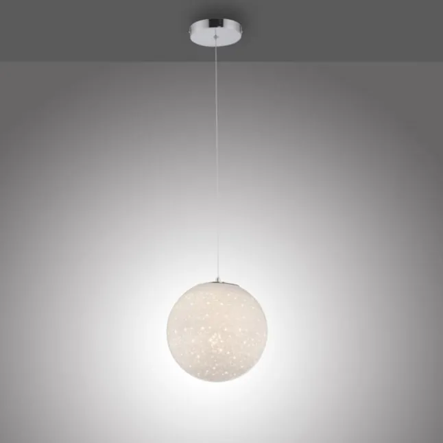 LED Pendelleuchte chrom weißes Opalglas 25cm höhenverstellbar