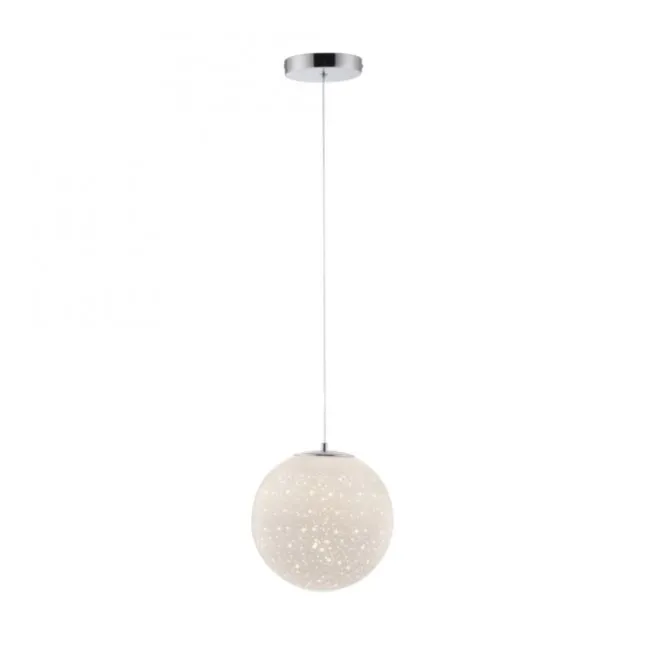 LED Pendelleuchte chrom weißes Opalglas 25cm höhenverstellbar