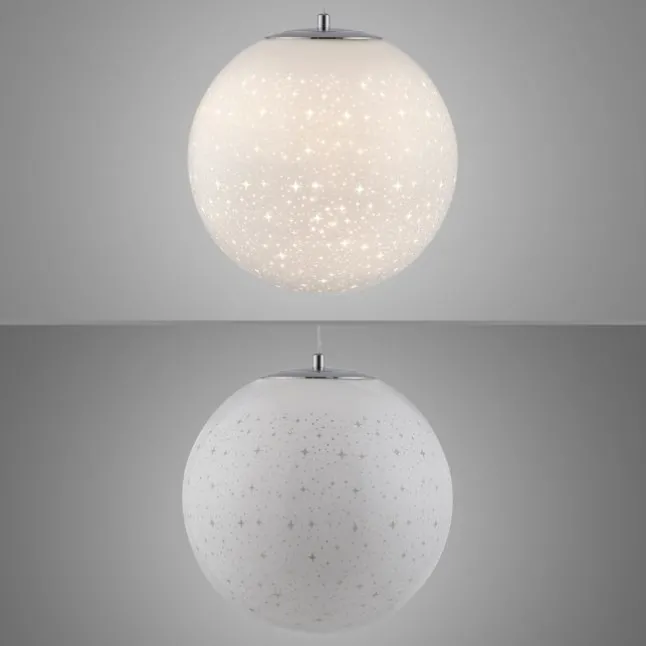 LED Pendelleuchte chrom weißes Opalglas 25cm höhenverstellbar