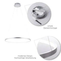 LED-Pendelleuchte, Ø 60cm, dimmbar, warmweißes Licht, modernes Design