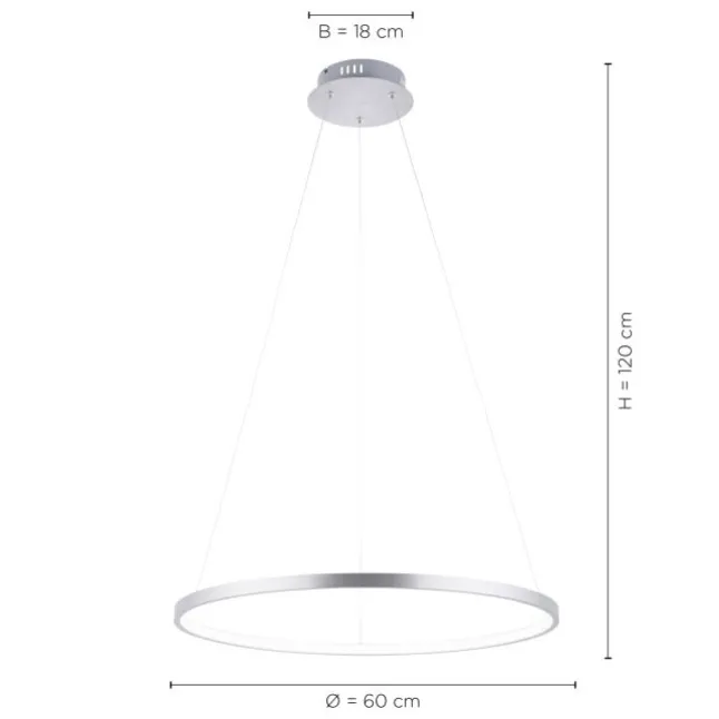 LED-Pendelleuchte, Ø 60cm, dimmbar, warmweißes Licht, modernes Design