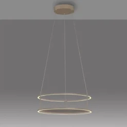 LED Pendelleuchte CONNI sandfarben, rund, Touchdimmer, Deko Tragfläche