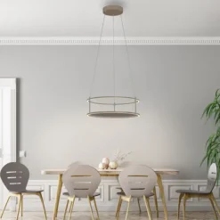 LED Pendelleuchte CONNI sandfarben, rund, Touchdimmer, Deko Tragfläche