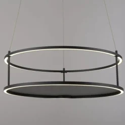 LED Pendelleuchte CONNI schwarz, rund, Touchdimmer, Deko Ablagefläche, höhenverstellbar