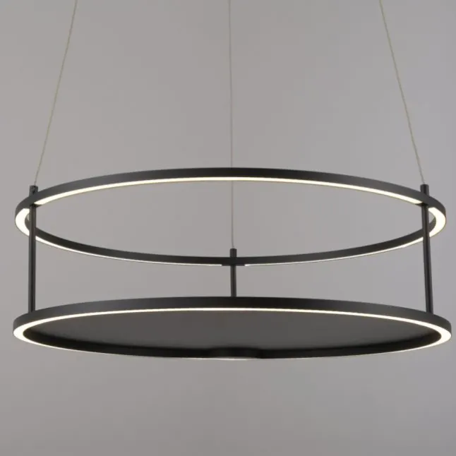 LED Pendelleuchte CONNI schwarz, rund, Touchdimmer, Deko Ablagefläche, höhenverstellbar
