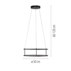 LED Pendelleuchte CONNI schwarz, rund, Touchdimmer, Deko Ablagefläche, höhenverstellbar