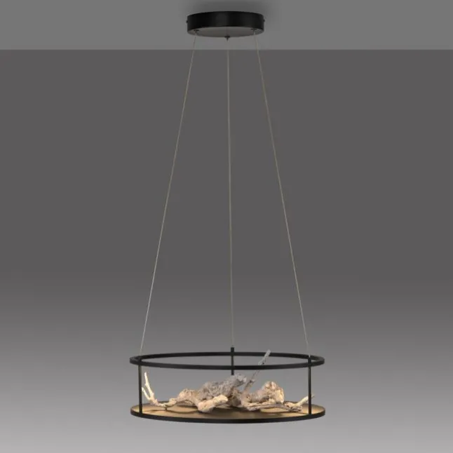 LED Pendelleuchte CONNI schwarz, rund, Touchdimmer, Deko Ablagefläche, höhenverstellbar