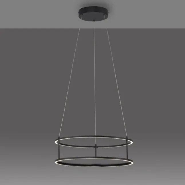 LED Pendelleuchte CONNI schwarz, rund, Touchdimmer, Deko Ablagefläche, höhenverstellbar