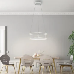 LED Pendelleuchte CONNI weiss, rund, Touchdimmer, höhenverstellbar
