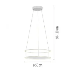LED Pendelleuchte CONNI weiss, rund, Touchdimmer, höhenverstellbar