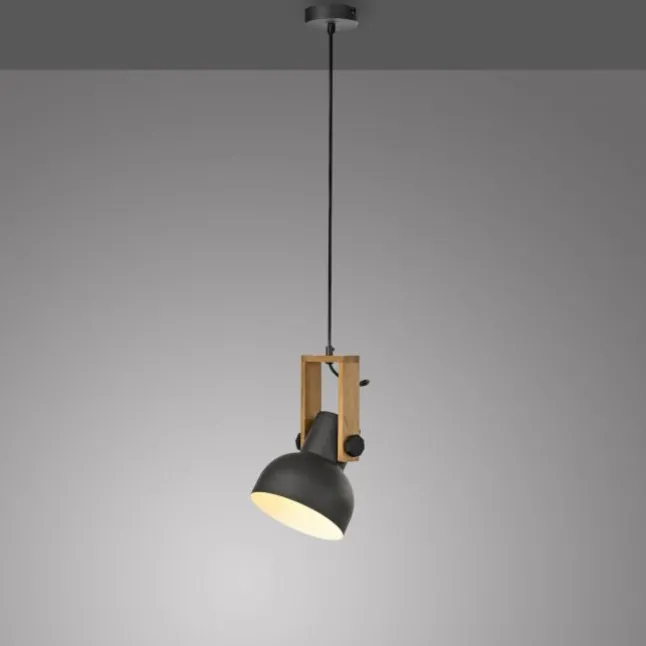 LED Pendelleuchte D=16cm 1 flammig Akazienholz höhenverstellbar