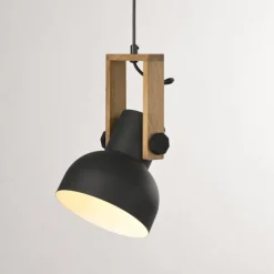 LED Pendelleuchte D=16cm 1 flammig Akazienholz höhenverstellbar