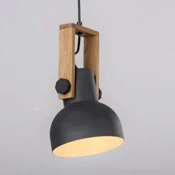 LED Pendelleuchte D=16cm 1 flammig Akazienholz höhenverstellbar