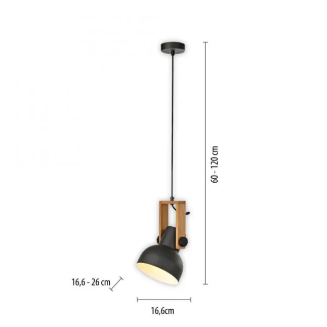 LED Pendelleuchte D=16cm 1 flammig Akazienholz höhenverstellbar