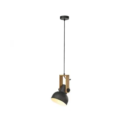 LED Pendelleuchte D=16cm 1 flammig Akazienholz höhenverstellbar