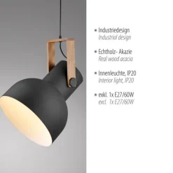 LED Pendelleuchte D=30cm 1 flammig Akazienholz höhenverstellbar