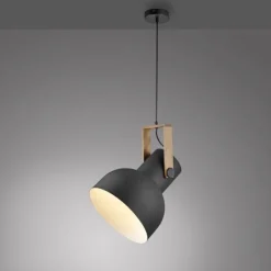 LED Pendelleuchte D=30cm 1 flammig Akazienholz höhenverstellbar