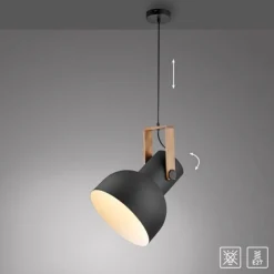 LED Pendelleuchte D=30cm 1 flammig Akazienholz höhenverstellbar