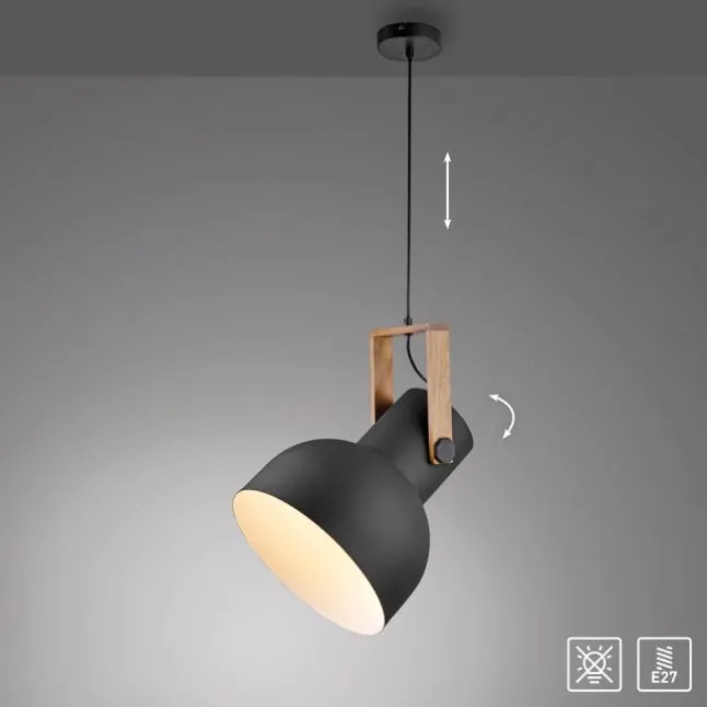 LED Pendelleuchte D=30cm 1 flammig Akazienholz höhenverstellbar