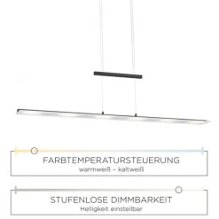 LED Pendelleuchte dimmbar, CCT Farbtemperatursteuerung über Sensordimmer