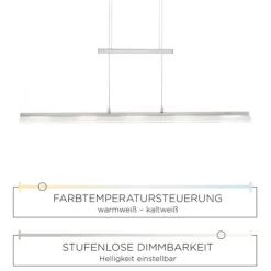 LED Pendelleuchte, dimmbar Farbtemperatursteuerung Sensordimmer