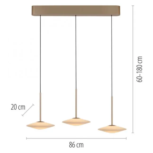 LED Pendelleuchte ELIPSA, bronce, Tronicdimmer, Comfort-Lift