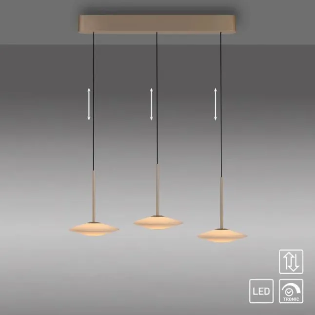LED Pendelleuchte ELIPSA, bronce, Tronicdimmer, Comfort-Lift