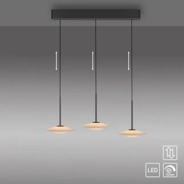 LED Pendelleuchte ELIPSA, schwarz, Comfort Lift, Tronicdimmer