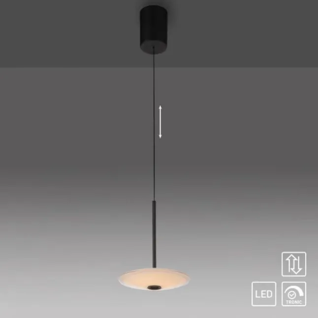 LED Pendelleuchte ELIPSA, schwarz, Comfort-Lift, dimmbar
