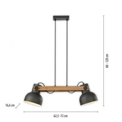 LED Pendelleuchte 2 flammig Akazienholz höhenverstellbar Industrial
