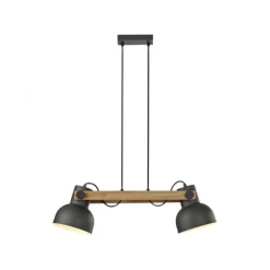 LED Pendelleuchte 2 flammig Akazienholz höhenverstellbar Industrial