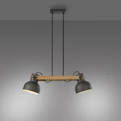 LED Pendelleuchte 2 flammig Akazienholz höhenverstellbar Industrial
