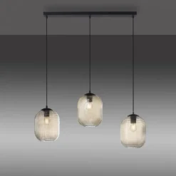 LED Pendelleuchte 3 flammig amberfarben retro Stil Glasschirm getönt
