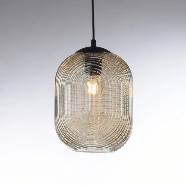 LED Pendelleuchte 3 flammig amberfarben retro Stil Glasschirm getönt