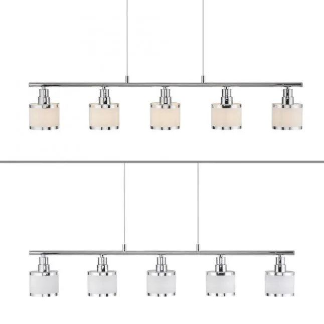 LED Pendelleuchte 5 flammig chrom glänzend Esszimmerlampe