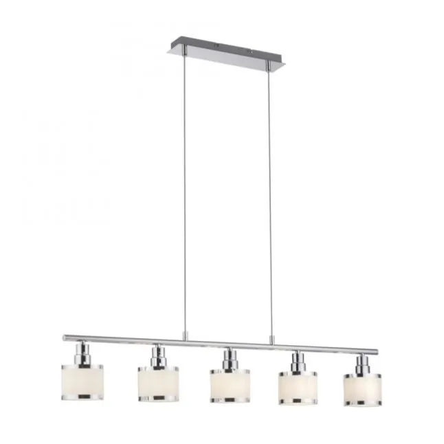 LED Pendelleuchte 5 flammig chrom glänzend Esszimmerlampe