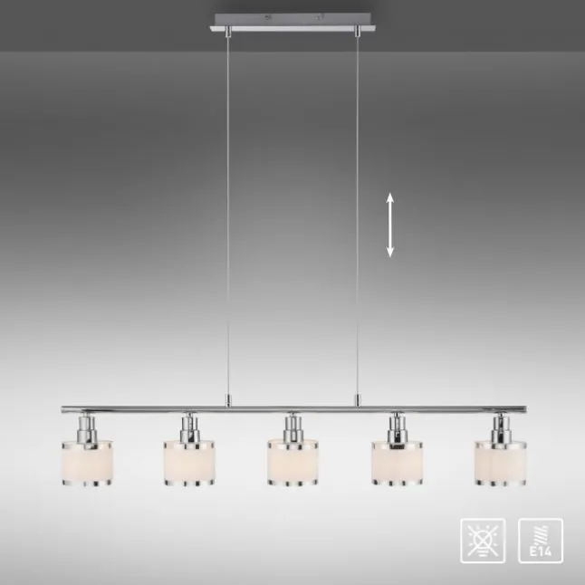 LED Pendelleuchte 5 flammig chrom glänzend Esszimmerlampe