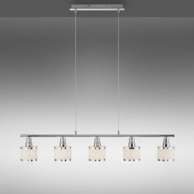 LED Pendelleuchte 5 flammig chrom glänzend Esszimmerlampe
