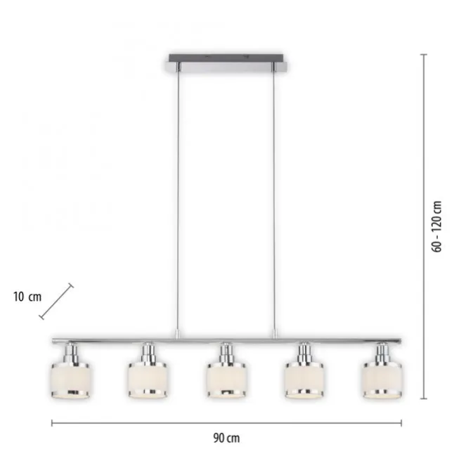 LED Pendelleuchte 5 flammig chrom glänzend Esszimmerlampe