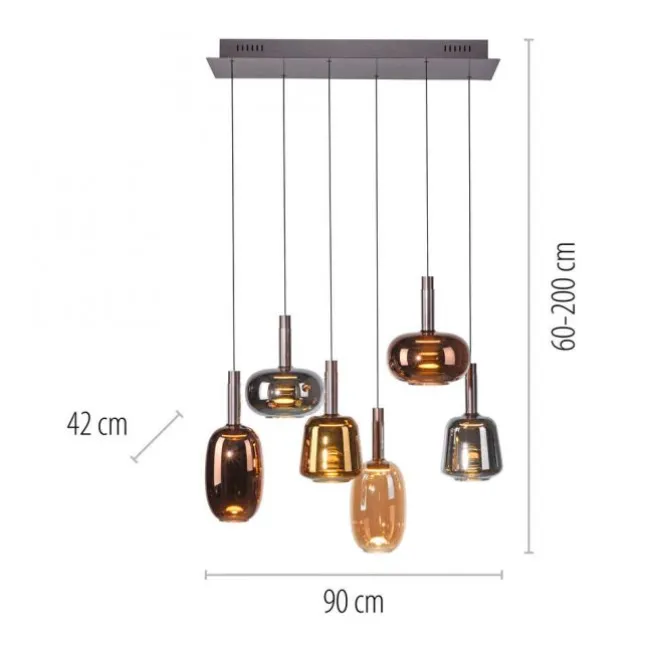 LED Pendelleuchte 6 flammig höhenverstellbar per Lift dimmbar Memoryfunktion
