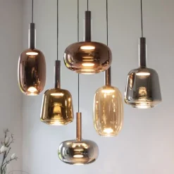 LED Pendelleuchte 6 flammig höhenverstellbar per Lift dimmbar Memoryfunktion