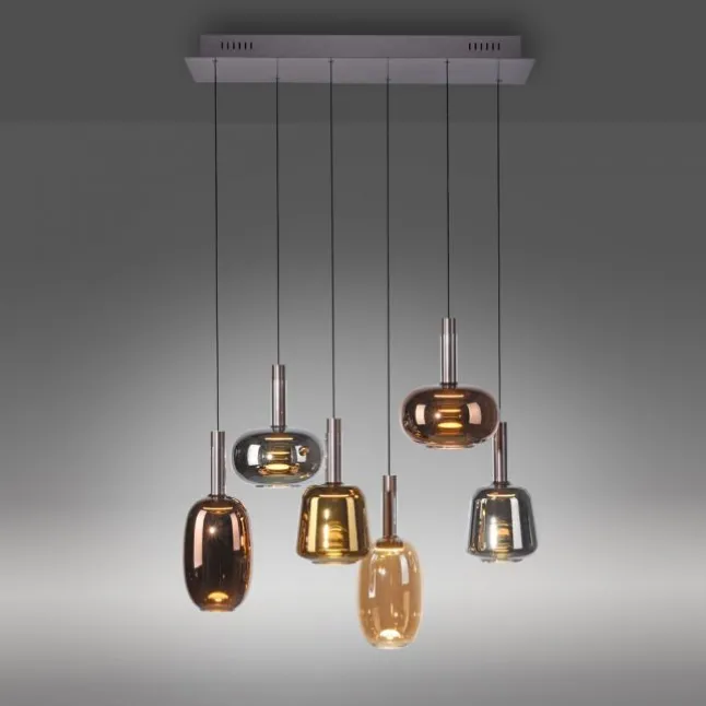 LED Pendelleuchte 6 flammig höhenverstellbar per Lift dimmbar Memoryfunktion