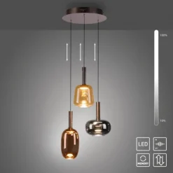 LED Pendelleuchte 3 flammig höhenverstellbar per Lift dimmbar Memoryfunktion