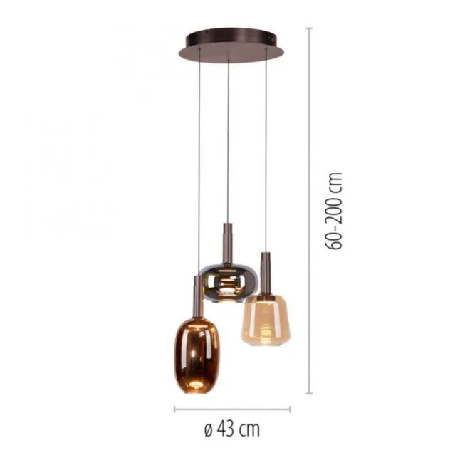 LED Pendelleuchte 3 flammig höhenverstellbar per Lift dimmbar Memoryfunktion
