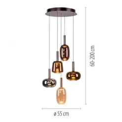 LED Pendelleuchte 5 flammig höhenverstellbar per Lift dimmbar Memoryfunktion