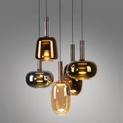 LED Pendelleuchte 5 flammig höhenverstellbar per Lift dimmbar Memoryfunktion