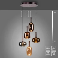 LED Pendelleuchte 5 flammig höhenverstellbar per Lift dimmbar Memoryfunktion