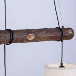 LED-Pendelleuchte, 3-flammig, Holz, 3xE27, Stoffschirme