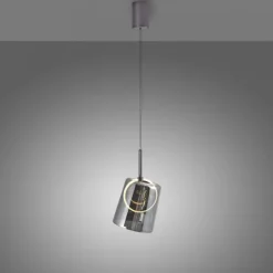 LED Pendelleuchte 1 flammig Metallfarbe Kaffee-Rauchfarben Lift