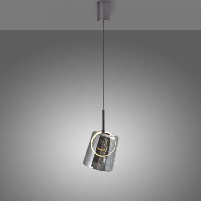 LED Pendelleuchte 1 flammig Metallfarbe Kaffee-Rauchfarben Lift